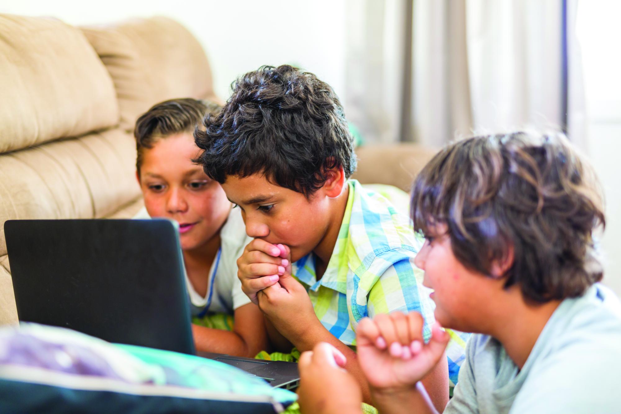 Boys watching computer
