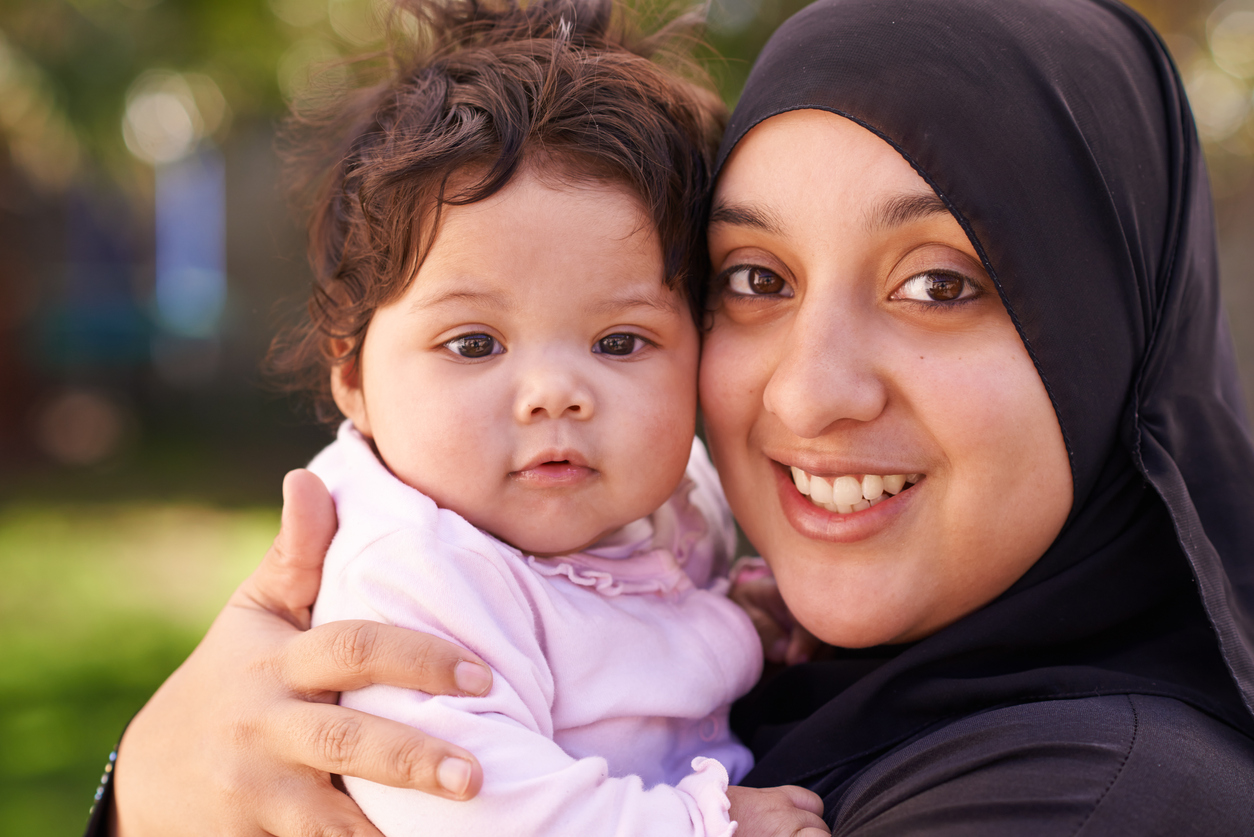 Mum in hijab with bub